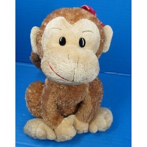 Bestever Sitting Monkey w/Pink Bow Plush Stuffed Animal 10"